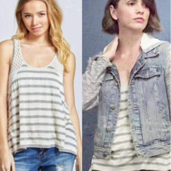 Ten Sixty Sherman Tops - Ten Sixty Sherman Striped Tank Top Lace Large NWT